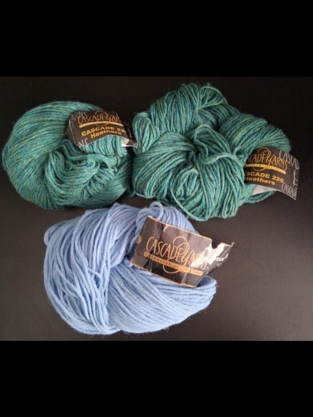NWT Lot Of 3 Cascade Heathers Turquoise/Blue Peruvian Highland Wool Yarn